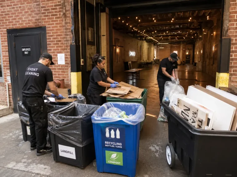 Waste sorting at loading area